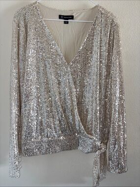 INC International Concepts Blouse with silver sequins NWOT